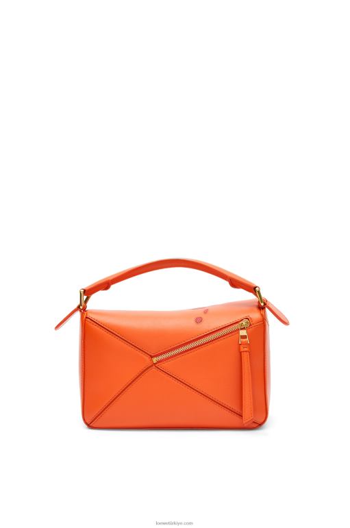 Loewe calcifer saten dana derisinden küçük yapboz çanta 02600441 kadınlar turuncu