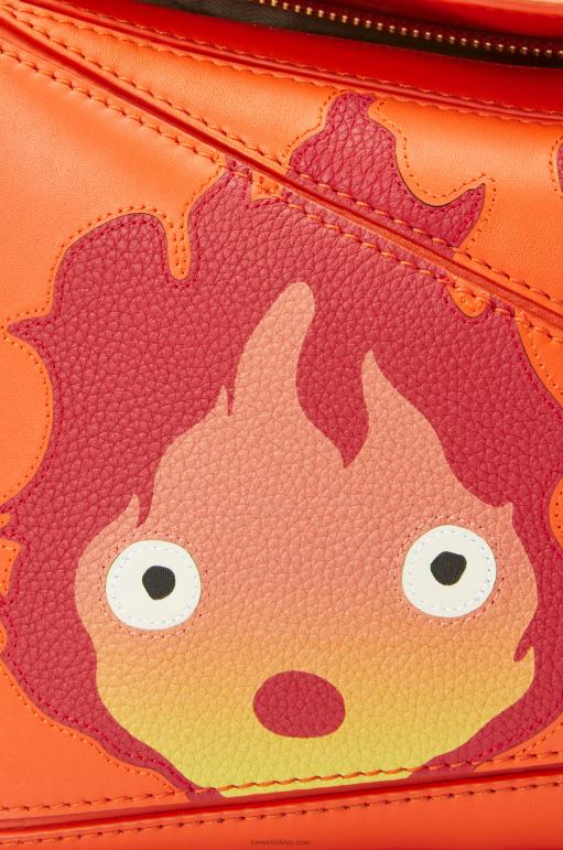 Loewe calcifer saten dana derisinden küçük yapboz çanta 02600441 kadınlar turuncu