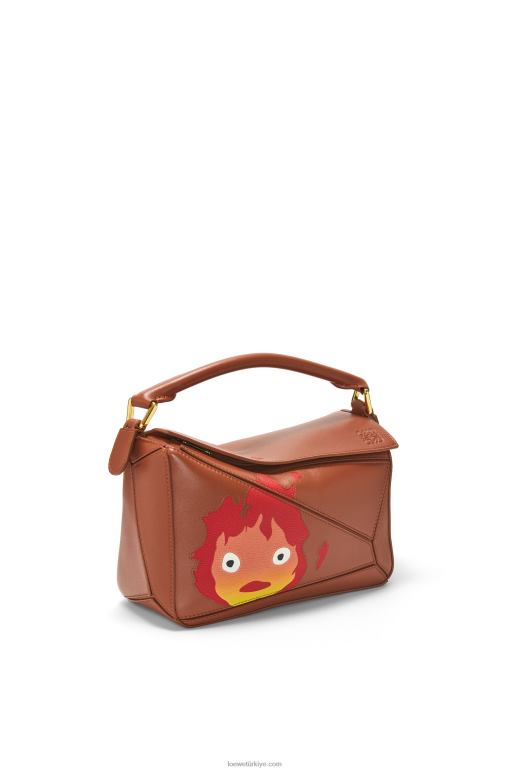 Loewe calcifer saten dana derisinden küçük yapboz çanta 02600442 kadınlar pas