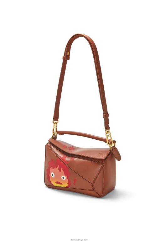 Loewe calcifer saten dana derisinden küçük yapboz çanta 02600442 kadınlar pas