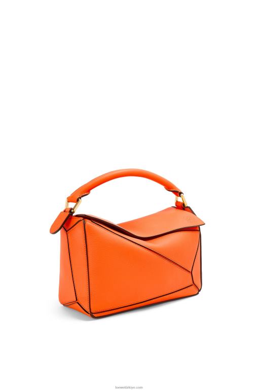 Loewe klasik dana derisinden küçük yapboz çanta 02600501 kadınlar turuncu