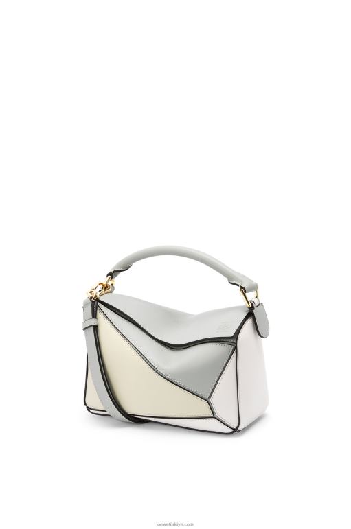 Loewe klasik dana derisinden küçük yapboz çanta 02600516 kadınlar kül grisi/mermer yeşili