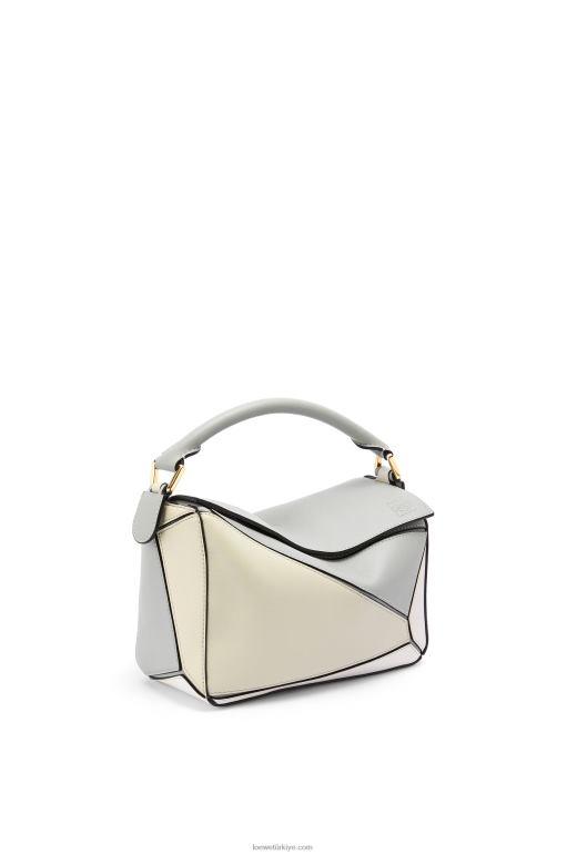 Loewe klasik dana derisinden küçük yapboz çanta 02600516 kadınlar kül grisi/mermer yeşili