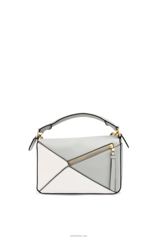 Loewe klasik dana derisinden küçük yapboz çanta 02600516 kadınlar kül grisi/mermer yeşili