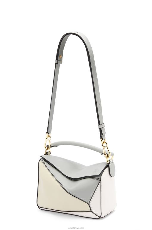 Loewe klasik dana derisinden küçük yapboz çanta 02600516 kadınlar kül grisi/mermer yeşili
