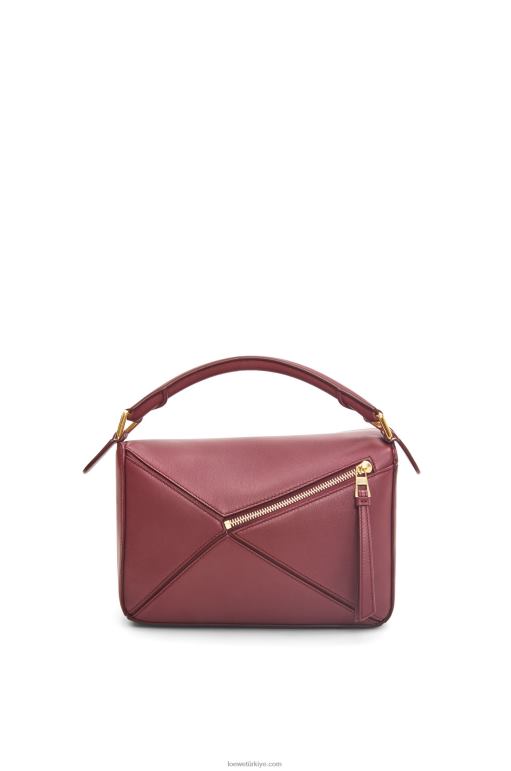Loewe klasik dana derisinden küçük yapboz çanta 02600544 kadınlar yabani çilek