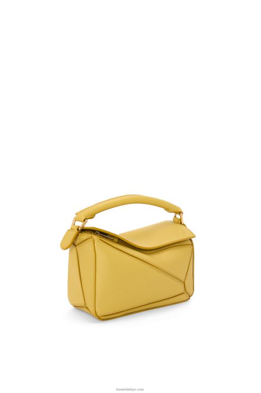 Loewe klasik dana derisinden mini yapboz çanta 02600201 kadınlar parlak hardal