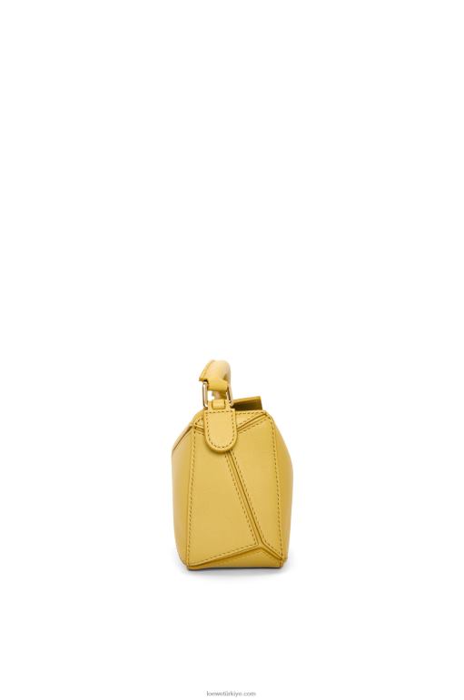 Loewe klasik dana derisinden mini yapboz çanta 02600201 kadınlar parlak hardal