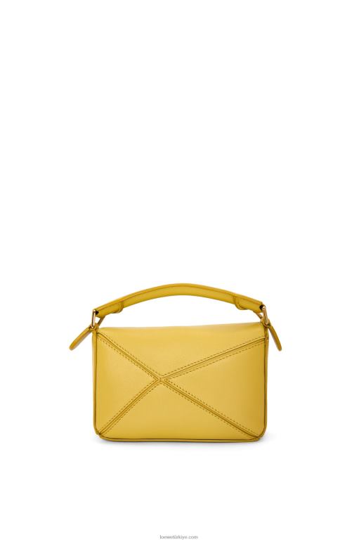 Loewe klasik dana derisinden mini yapboz çanta 02600201 kadınlar parlak hardal