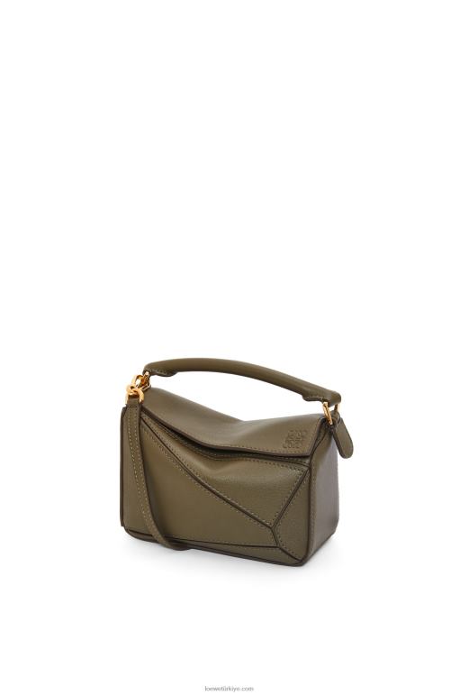 Loewe klasik dana derisinden mini yapboz çanta 02600202 kadınlar koyu haki yeşil
