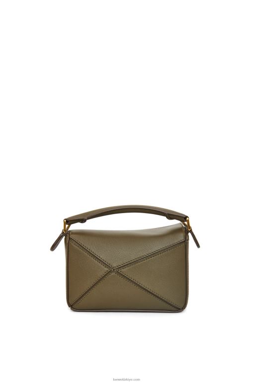 Loewe klasik dana derisinden mini yapboz çanta 02600202 kadınlar koyu haki yeşil