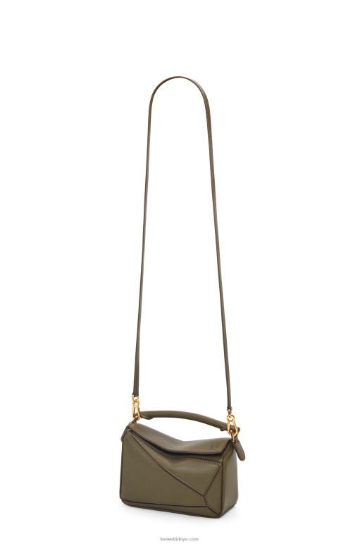 Loewe klasik dana derisinden mini yapboz çanta 02600202 kadınlar koyu haki yeşil