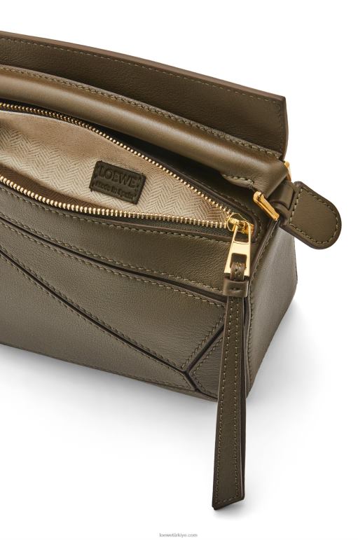 Loewe klasik dana derisinden mini yapboz çanta 02600202 kadınlar koyu haki yeşil
