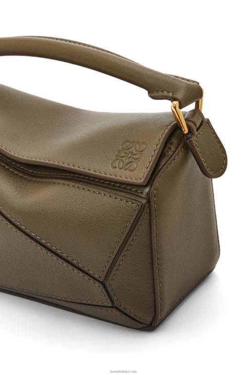 Loewe klasik dana derisinden mini yapboz çanta 02600202 kadınlar koyu haki yeşil