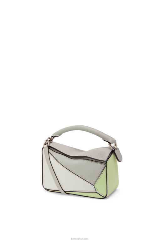 Loewe klasik dana derisinden mini yapboz çanta 02600257 kadınlar kül grisi/açık seladonlar