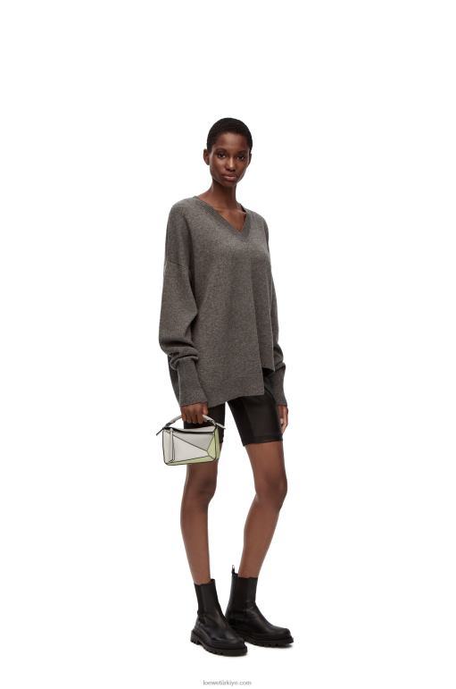Loewe klasik dana derisinden mini yapboz çanta 02600257 kadınlar kül grisi/açık seladonlar