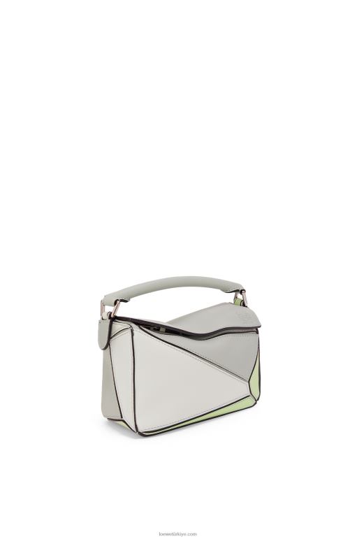 Loewe klasik dana derisinden mini yapboz çanta 02600257 kadınlar kül grisi/açık seladonlar