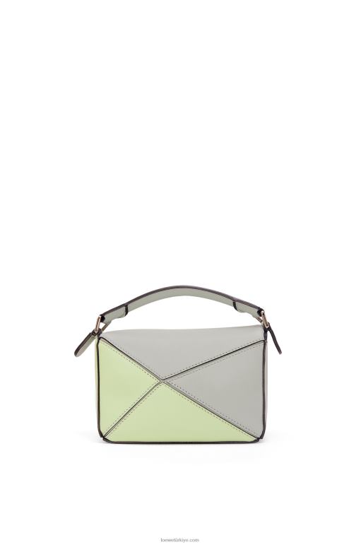 Loewe klasik dana derisinden mini yapboz çanta 02600257 kadınlar kül grisi/açık seladonlar