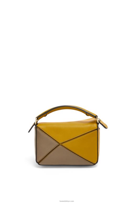 Loewe klasik dana derisinden mini yapboz çanta 02600277 kadınlar koyu sarı/yumuşak beyaz