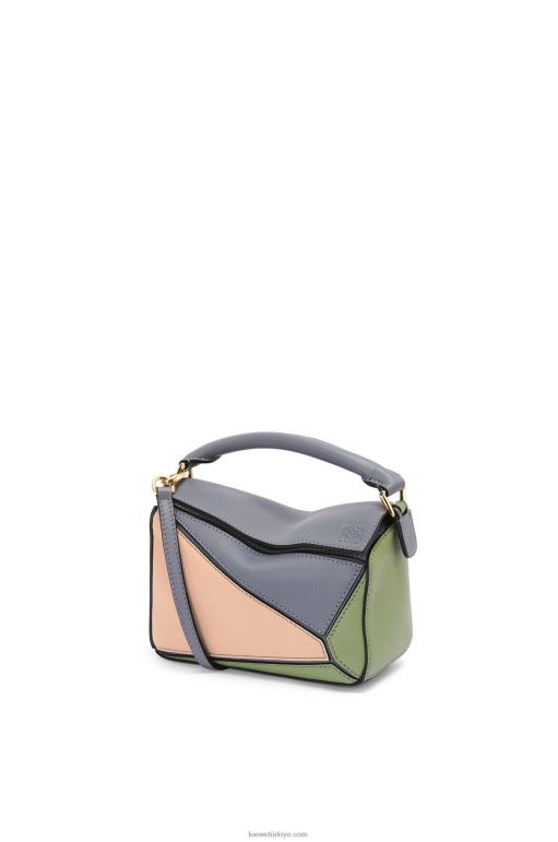 Loewe klasik dana derisinden mini yapboz çanta 02600284 kadınlar asfalt grisi/çıplak