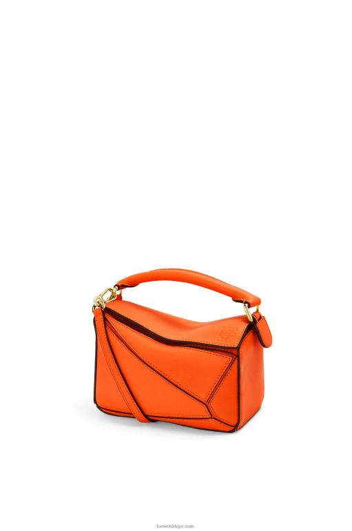 Loewe klasik dana derisinden mini yapboz çanta 02600285 kadınlar turuncu