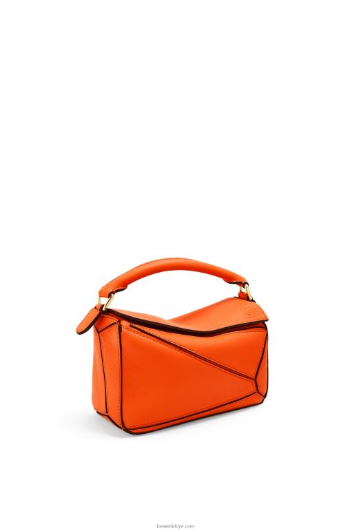 Loewe klasik dana derisinden mini yapboz çanta 02600285 kadınlar turuncu