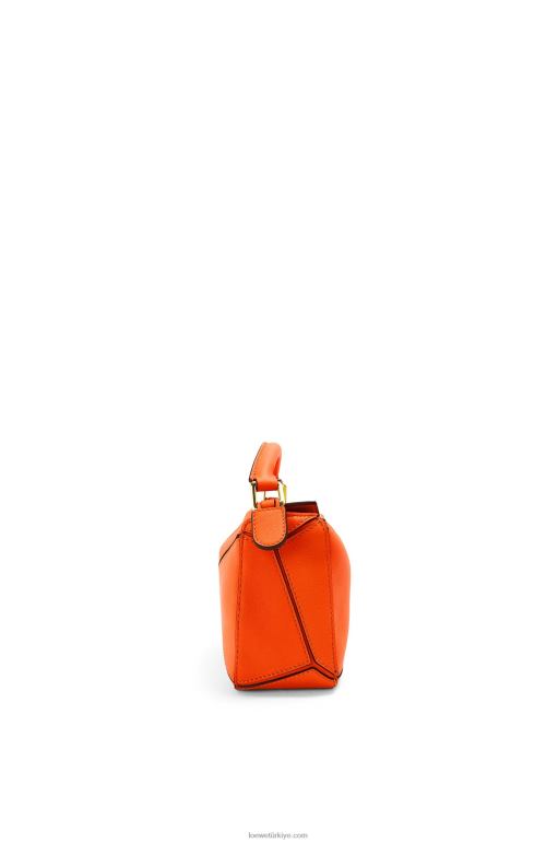 Loewe klasik dana derisinden mini yapboz çanta 02600285 kadınlar turuncu