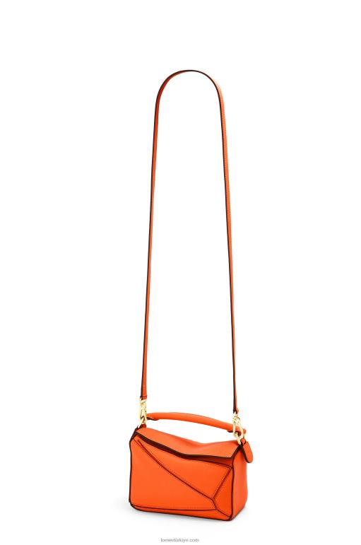 Loewe klasik dana derisinden mini yapboz çanta 02600285 kadınlar turuncu
