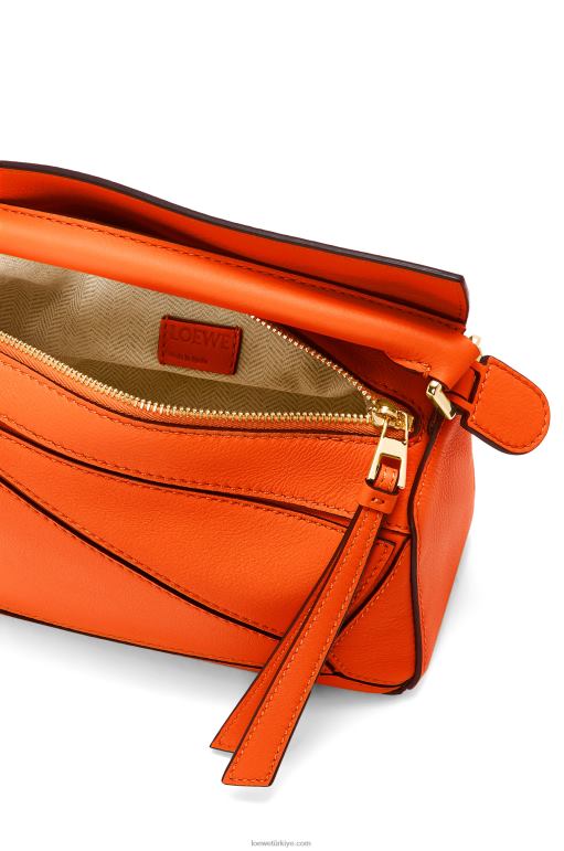 Loewe klasik dana derisinden mini yapboz çanta 02600285 kadınlar turuncu