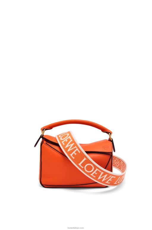 Loewe klasik dana derisinden mini yapboz çanta 02600285 kadınlar turuncu