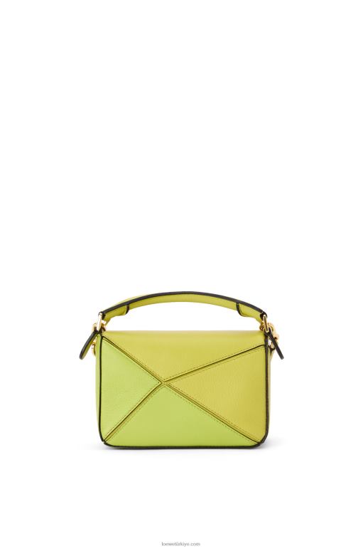 Loewe klasik dana derisinden mini yapboz çanta 02600286 kadınlar kireç sarısı/beyaz