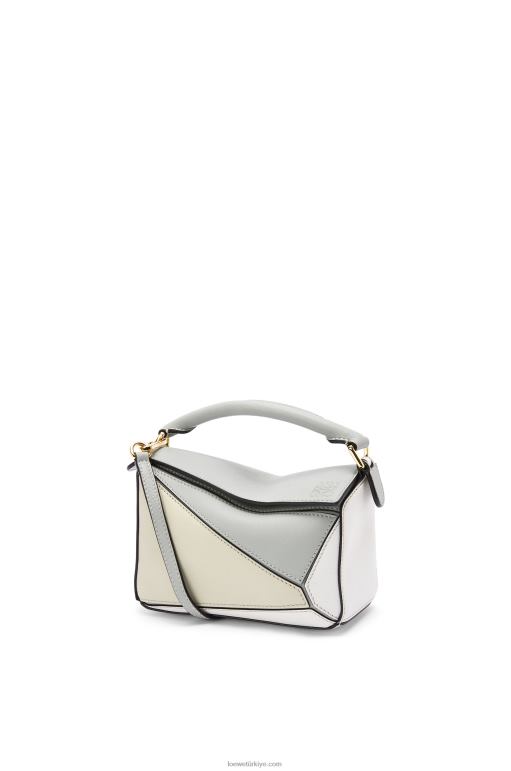 Loewe klasik dana derisinden mini yapboz çanta 02600288 kadınlar kül grisi/mermer yeşili