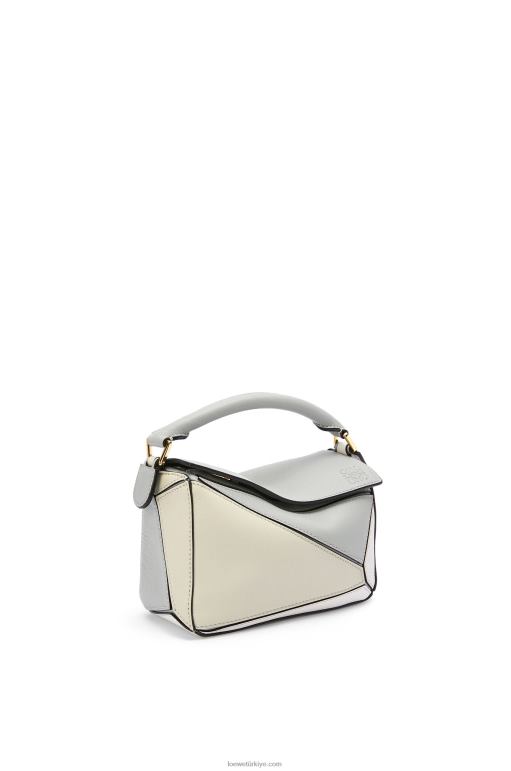 Loewe klasik dana derisinden mini yapboz çanta 02600288 kadınlar kül grisi/mermer yeşili