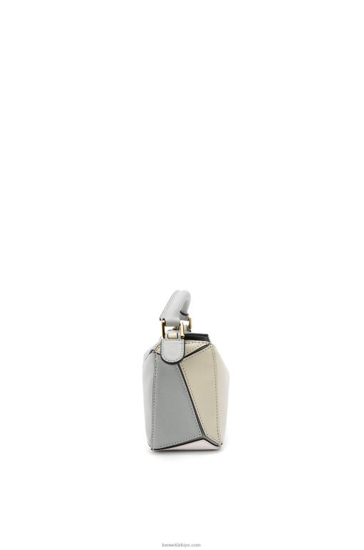Loewe klasik dana derisinden mini yapboz çanta 02600288 kadınlar kül grisi/mermer yeşili