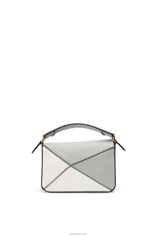 Loewe klasik dana derisinden mini yapboz çanta 02600288 kadınlar kül grisi/mermer yeşili