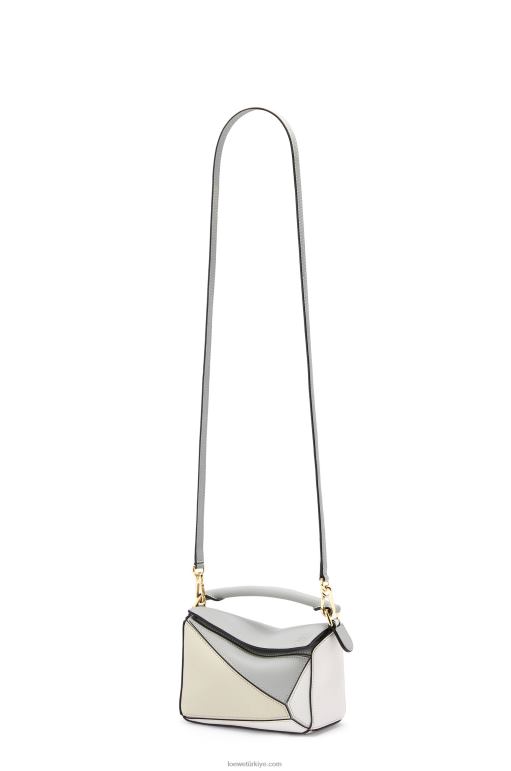 Loewe klasik dana derisinden mini yapboz çanta 02600288 kadınlar kül grisi/mermer yeşili