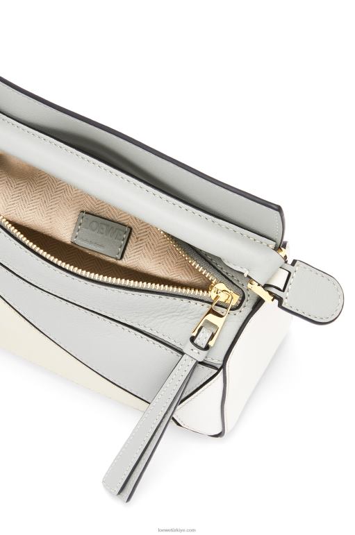 Loewe klasik dana derisinden mini yapboz çanta 02600288 kadınlar kül grisi/mermer yeşili