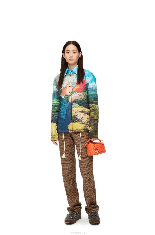 Loewe saten dana derisinden calcifer mini yapboz çanta 02600261 kadınlar turuncu