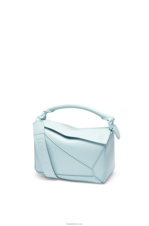 Loewe saten dana derisinden küçük yapboz çanta 02600459 kadınlar akuamarin