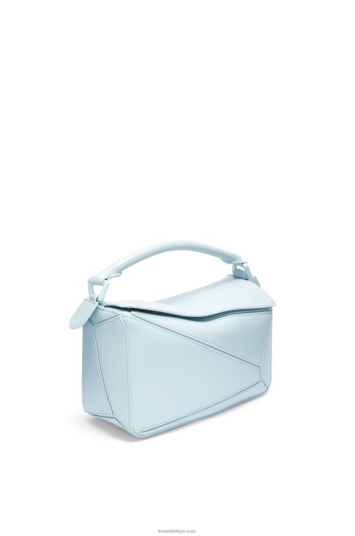 Loewe saten dana derisinden küçük yapboz çanta 02600459 kadınlar akuamarin