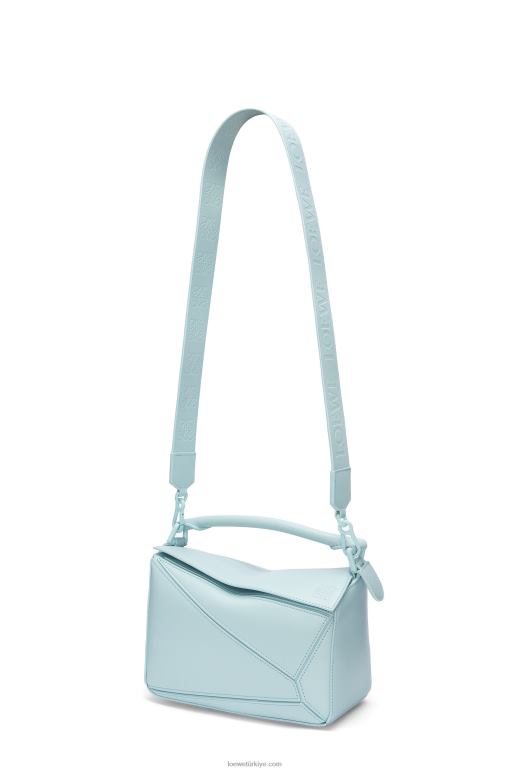 Loewe saten dana derisinden küçük yapboz çanta 02600459 kadınlar akuamarin
