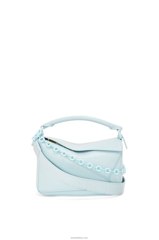 Loewe saten dana derisinden küçük yapboz çanta 02600459 kadınlar akuamarin
