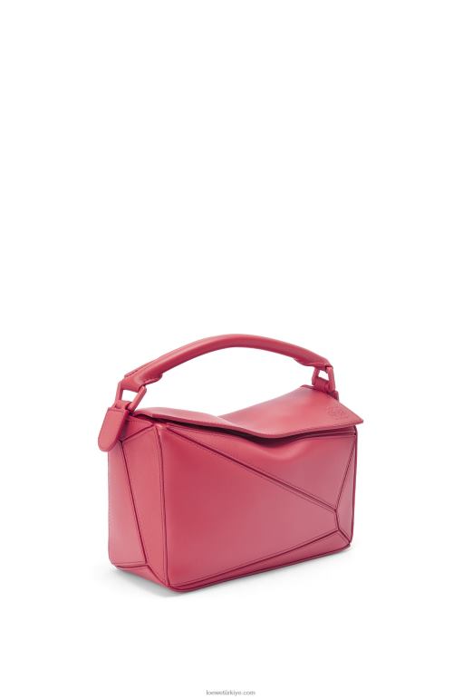 Loewe saten dana derisinden küçük yapboz çanta 02600490 kadınlar erik gülü