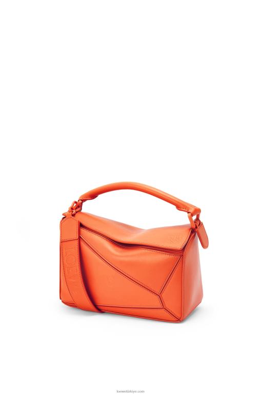 Loewe saten dana derisinden küçük yapboz çanta 02600491 kadınlar turuncu
