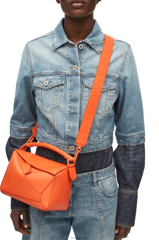 Loewe saten dana derisinden küçük yapboz çanta 02600491 kadınlar turuncu