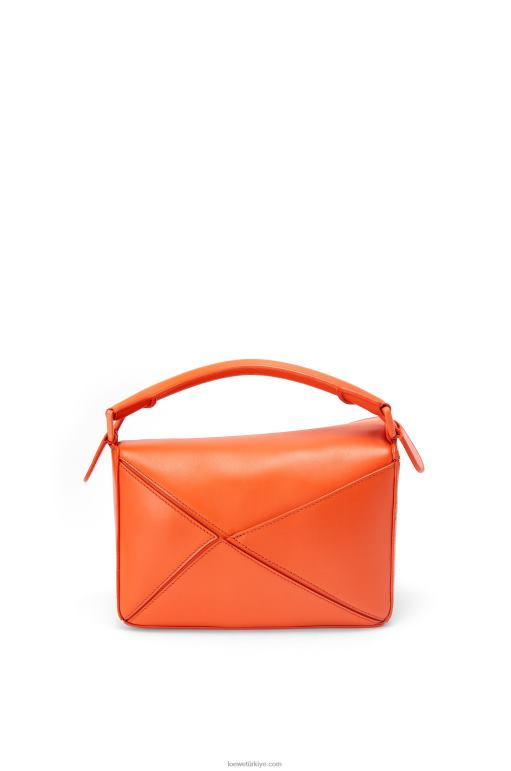 Loewe saten dana derisinden küçük yapboz çanta 02600491 kadınlar turuncu