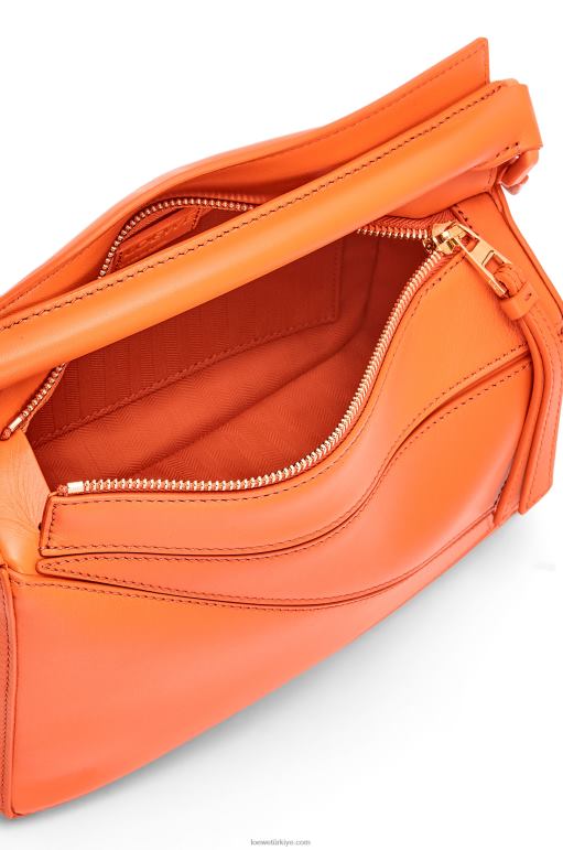 Loewe saten dana derisinden küçük yapboz çanta 02600491 kadınlar turuncu
