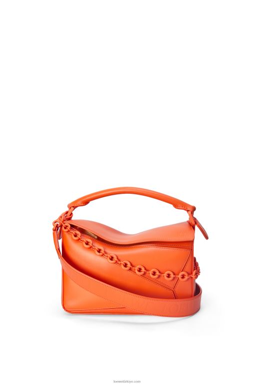 Loewe saten dana derisinden küçük yapboz çanta 02600491 kadınlar turuncu