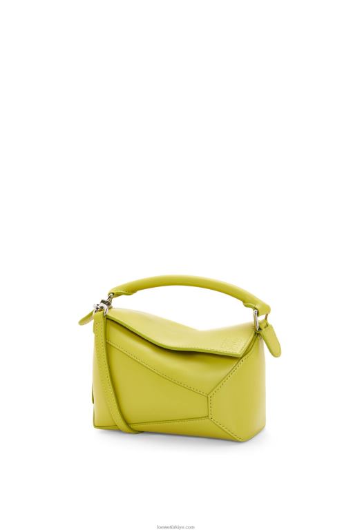Loewe saten dana derisinden mini puzzle kenar çantası 02600211 kadınlar limon sarısı