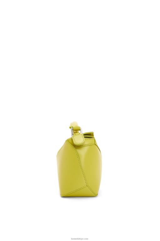 Loewe saten dana derisinden mini puzzle kenar çantası 02600211 kadınlar limon sarısı